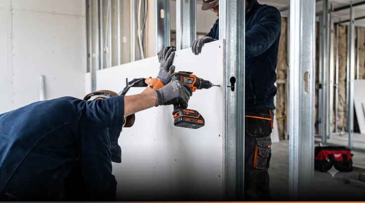 Drywall to light steel jobsite application